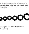 Go-To Silicone Vacuum Hose Kit 6 Pack with 5ft Tubing in 1/8 to 3/8 Inch Diameters displayed in size order