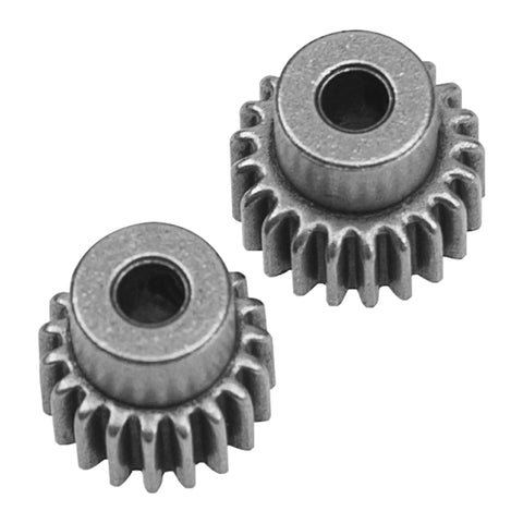 Close-up of 19T and 21T pinions from Beefy Steel 48P Spur Gear 86T With 19T And 21T Pinions Gear Set for RC cars, durable steel construction.