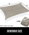 Heavy Duty Sun Shade Canopy 12 By 16 Ft Gray Built To Last With UV Protection Fade And Tear And Rust Resistant, Blocks Sunlight