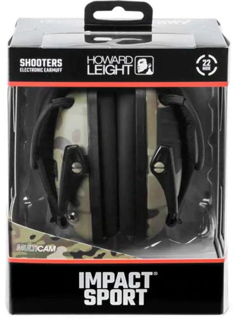 Impact Sport Electronic Shooting Earmuff With Sound Amplification And Noise Suppression, MultiCam packaging