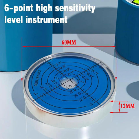 Six Inch Two Millimeter Point High Precision Universal Level Bubble Gauge With Metal Housing Magnetic Blue Luminous Vial For DIY Home Improvement And Pro Grade Leveling On Cabinets Floors Machinery And Robotic Systems, 60mm 12mm