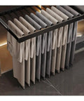 Expandable Closet Organizer With Pull Out Drawers For Pants And Jeans, featuring multiple hanging garments in a neat arrangement.