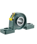 Two Pack Pro Grade Pillow Block Mounted Ball Bearing UCP205 with 25mm Bore Self Aligning, cast iron housing, side view