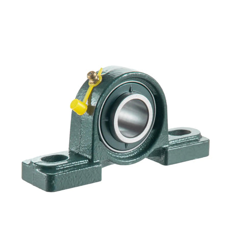 Two Pack Pro Grade Pillow Block Mounted Ball Bearing UCP205 with 25mm Bore Self Aligning, cast iron housing, side view