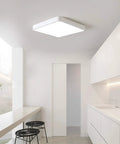 Square LED Flush Mount Ceiling Light 15.7 Inch 36W Modern Ceiling Lamp With Cool White 6500K in a minimalist kitchen setting