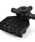 Plug And Play Three Way Electric Coolant Valve Direct Swap For Tesla Model S 2012 Through 2021, black plastic valve assembly.
