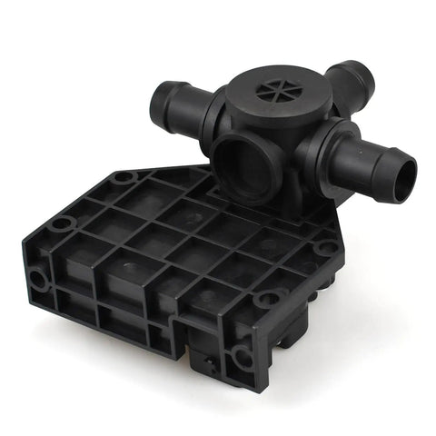Plug And Play Three Way Electric Coolant Valve Direct Swap For Tesla Model S 2012 Through 2021, black plastic valve assembly.