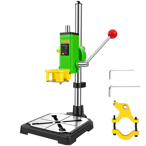 Upgrade Floor Drill Press Rotary Tool Stand with 90 Degree Rotating Table Fixed Frame Clamp for Hand Drills and Rotary Tools