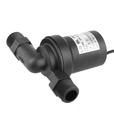 12V 10W DC Brushless Circulation Pump Solar Water Heater Hero High Temp Beast, black with threaded connectors, ideal for water circulation.