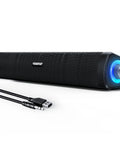 USB Computer Speakers With 3.5mm Aux, Wired USB Powered Sound Bar With Colorful LED Lights And Switch Button, Plug And Play