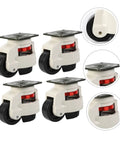 Heavy Duty Adjustable Caster Wheels Four Pack featuring swivel plates and anti-slip bottom, ideal for workbenches and furniture.
