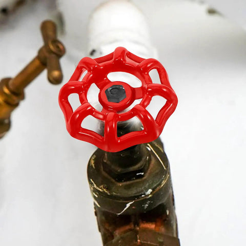 Red Metal Gate Valve Handwheel Replacement Kit Five Pack for One Half Inch Hose Bib Handles for Outdoor Faucet Shutoff