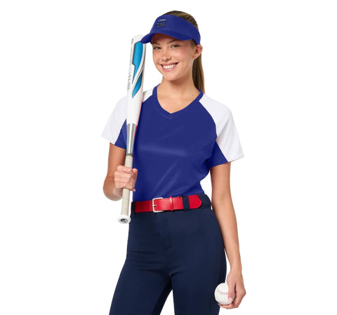 Awesome Purple Sun Visor For Machinists And CNC Tool Pros Featuring A Vise Gauge Square Design That Makes Perfect Geeky Gifts For Men Who Love Engineering Cool Fabric And Custom Fit Comfort, worn by a woman with a baseball bat