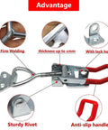 Heavy Duty Toggle Latch Clamp 1320 Lbs Holding Capacity Adjustable Locking Toggle Clamp With Lock Hole Zinc Plated close-up details