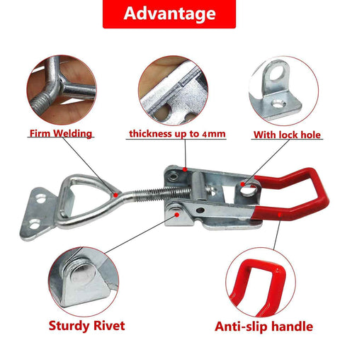 Heavy Duty Toggle Latch Clamp 1320 Lbs Holding Capacity Adjustable Locking Toggle Clamp With Lock Hole Zinc Plated close-up details