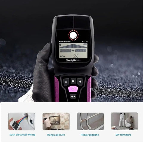 OSPSHPG Multifunctional Wall Scanner, hand-held stud finder with display, detects metal, electrical wires, and pipes.