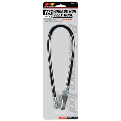 18 Inch Flex Grease Gun Hose Extension with Coupler, 4500 PSI Working Pressure, 10000 PSI Burst