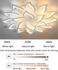LED Dimmable Flower Shape Ceiling Light With Acrylic Petals showcasing color temperature options: white, natural, warm light.