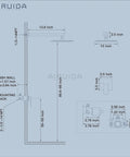 Technical drawing of Rainfall Shower System With 10 Inch Wall Mount Head, Single Lever Mixer, SUS304 Stainless Steel, Rough In Valve dimensions.