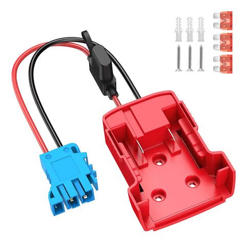 18V Battery Conversion Adapter for Electric Toy Cars with 12AWG Wiring and 40A Fuses, red and blue connectors, DIY upgrade kit