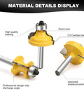 Close-up of 40 Piece Router Bit Set With Quarter Inch Shank For Woodworking, showing C3 carbide blades and high-quality bearings