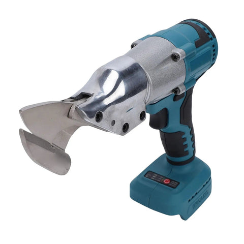 Professional Cordless Metal Shears With 360 Degrees Rotating Head Electric Cutter cutting stainless steel with ergonomic grip.