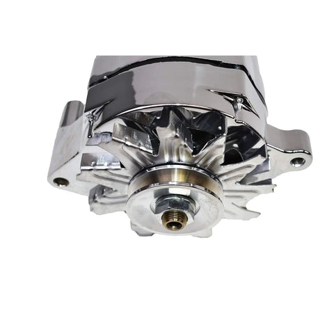 Front view of 1G Style High Output 110 Amp Alternator for Ford 1965 1989 V6 and V8 Models, 1 Wire, 10SI Compatible with Single Groove Drive Belt