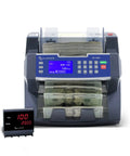 Bank Grade Bill Counter With Batch Value And Total Denomination Calculator, Multi Currency Money Counter With 3 Point Counterfeit Detection MG And UV, 300 Bill Hopper, Perfect For USD EUR CAD MXN Cash Handling displaying bills