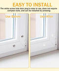 Top Shelf Fifty Pack Entry Door Plugs For Screw Holes In Crisp White Plastic With An Easy Texture Surface designed for easy installation, shown before and after.