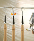 12 Pack Universal Mount Hooks For Painter Drying Racks, Stainless Steel Hanger Hooks in use with a spray setup