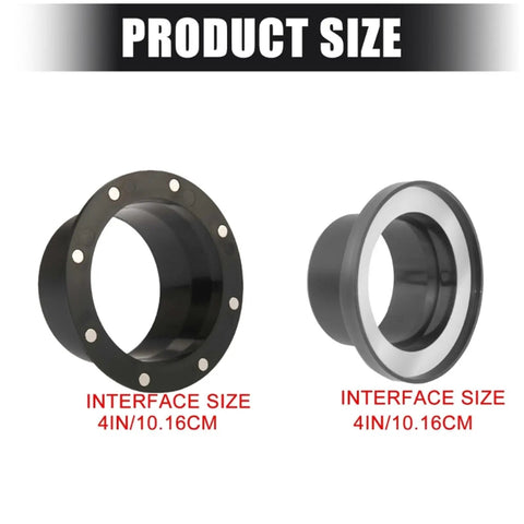 Boss Woodshop Dust Collector Adapter Snaps Sweet And Solid On Any 4 Inch Hose For Table Planer And Saw Vacuum Ports With Snap Lock Connectors, two sizes displayed.