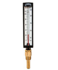Front view of Brass Dual-Scale Industrial Thermometer With Thermowell, 30 To 240 F/C Range, 2 Percent Accuracy, 1/2 Inch NPT Bottom Mount.