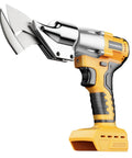 Beast Cordless Metal Shears For 20V Max Batteries With A Brushless Motor Delivering 400Nm Torque; close-up view of yellow cordless tool.