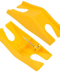 Yellow Traveling Sprinkler Motor Assembly base, durable plastic design for lawn and garden watering systems, Orbit and Nelson compatible.