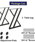 Package contents showing 36 Inch Counter Height Table Legs By Metal Bar Steel For Kitchen And Outdoor Use Rust Resistant Powder Coated Finish.