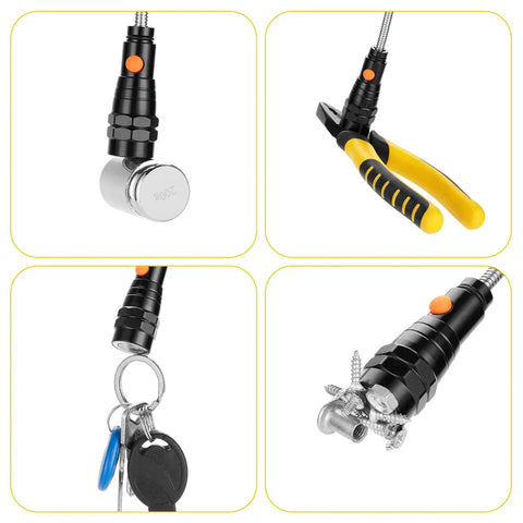 Magnetic Pickup Tool With LED Light And Flexible Neck, Telescoping Retrieval Tool Extends Up To 30 Inches For Screws Bolts Nuts In Tight Spaces, Perfect Gift For Men Dad Husband