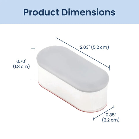 Product dimensions of Universal Non Slip Toilet Seat Bumpers 4 Piece Set with Strong Adhesive, showing size details.
