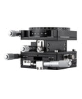 4 Axis 90mm By 90mm Manual Linear Positioning Stage With Sliding Table, showing side view of compact unit for precision equipment positioning.