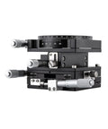 Close-up of 4 Axis Manual Linear Stage 90x90mm Micro Positioning Sliding Table for CNC Engraving and Laboratory Alignment Aluminum Alloy