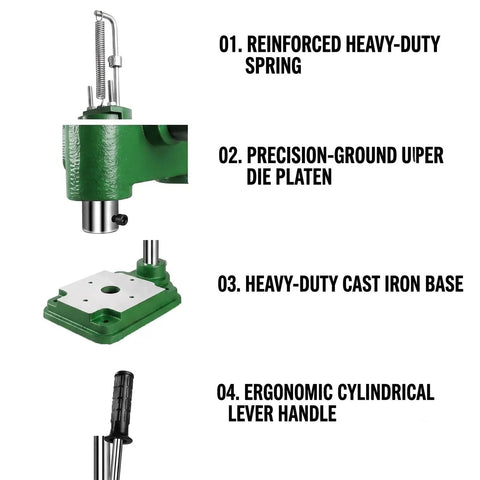 Heavy Duty Cast Iron Arbor Press Garage Beast Delivering Seven Hundred Five Pounds Of Raw Squeezing Force components with ergonomic lever handle.