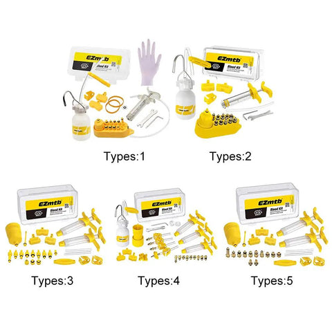 All In One Hydraulic Disc Brake Bleed Kit For Bikes With 12 Oil Filling Joints And Funnel Universal Tool display