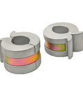 Universal Hydraulic Cylinder Stroke Reducer Clamp Kit For One Eighth Inch To One Half Inch Shafts With Thumb Tabs in silver