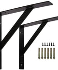 Countertop Support Brackets 16 Inch By 12 Inch Heavy Duty Shelf Bracket Wall Mounted Right Angle L Shaped Shelving Bracket For Bar Tops Cabinets Tables Desks Black with screws and anchors