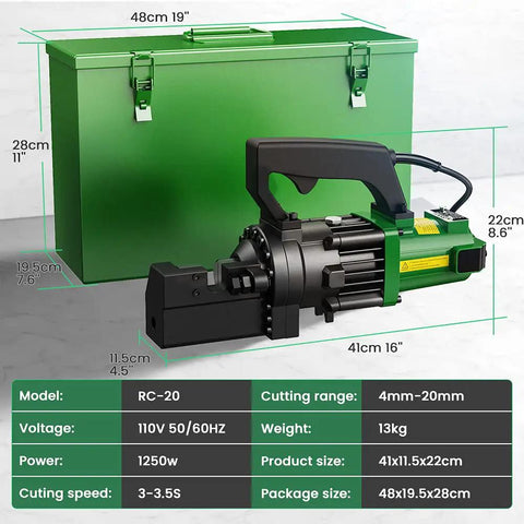Heavy Duty 1250W Electric Hydraulic Rebar Cutter With Hella Fast Cutting Speed For Three Quarter Inch Number 6 Rebar And Features Durable Swap Blades For Steady Crew Grind