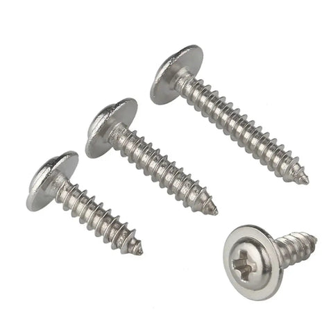 Snag This 304 Stainless Steel Self Tapping Screws Assorted Sizes With Integrated Washer Round Head Finish For Wood And Metal No Sweat Setup Built Tough For Daily Grind Heavy Duty 50 Piece Pack - assorted screws in varying sizes.