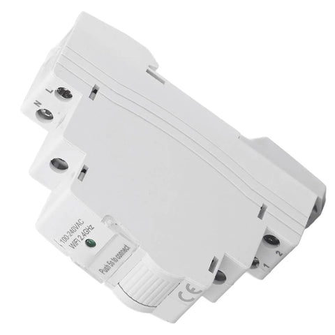 Hassle Free Smart Energy Meter With Instant WiFi App Control For Real Time Power Usage Tracking And Pool Pump Monitoring On Standard AC Outlet Wiring, white smart device.