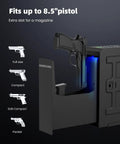 Slick Fingerprint Biometric Gun Safe With Slider Bedside Design For Handgun Quick Access Nightstand Mount with extra slot for magazine.