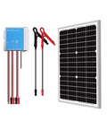 30 Watt 24V Waterproof Off Grid Solar Panel Kit With Battery Trickle Charger Maintainer For Boat Car RV Marine Motorcycle And Other 24V Systems IP67 Weatherproof Version showing panel and controller