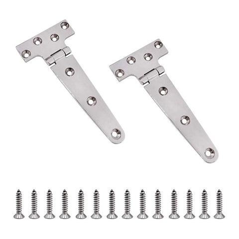 Beefy Heavy Duty T Style Door Hinges 2 Pack, Marine Grade 316 Stainless Steel Thickened Hinges for Doors and Hatches, Industrial Strength, Rust Resistant, Silent Swing, Perfect for Boats Yachts and Other Marine Gear