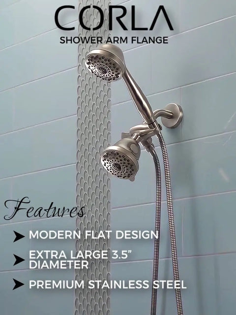 Extra Large 3.5 Inch Shower Escutcheon Plate in oil rubbed bronze on shower wall